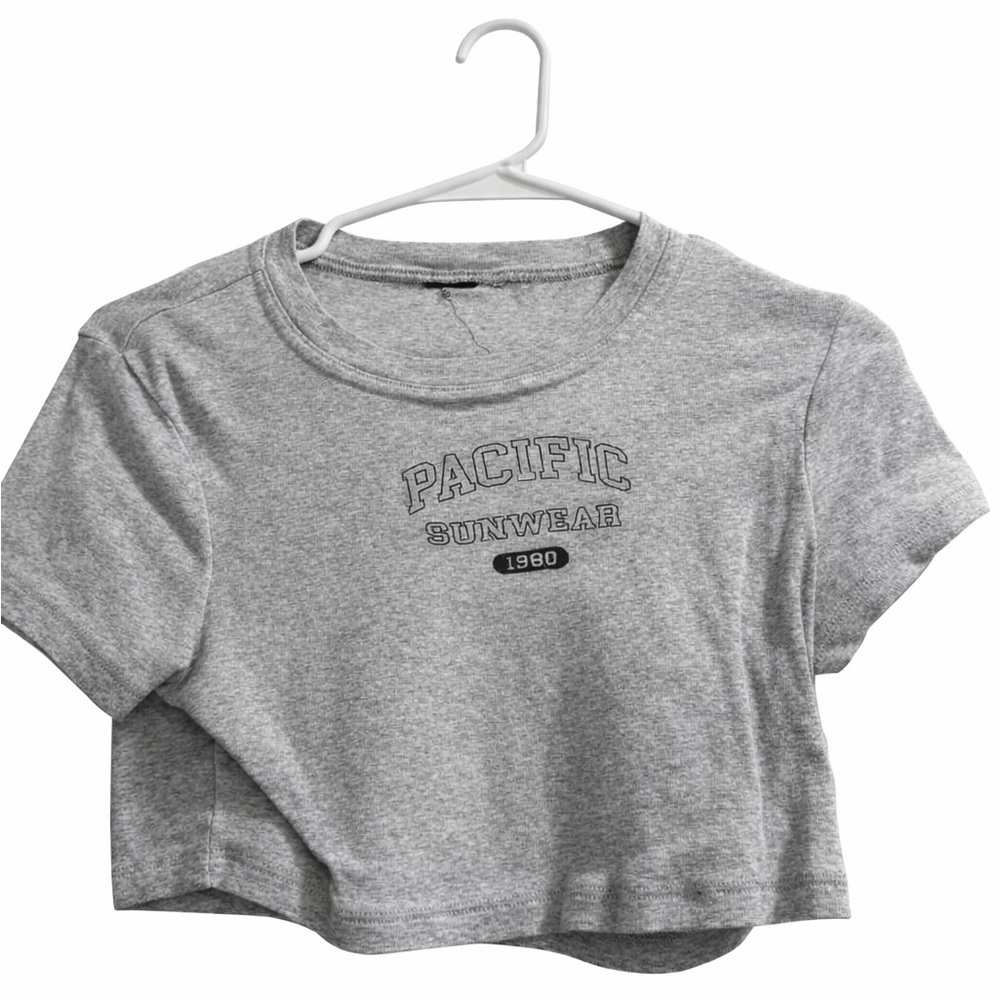 PacSun Gray Graphic Crop Top